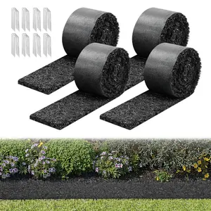 VEVOR Rubber Mulch Mat Roll, 4 Rolls 120x 4.5 in, Recycled Rubber Permanent Mulch Edging Border, Natural - Looking Flower Barrier with Stakes, 0.5 in Thick Cuttable Garden Edgings for LandscapingVEVOR Super Brand Day