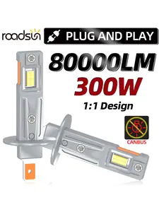 Roadsun LED Car Headlights H4 9005 Hb3 9006 Hb4 H1 H7 H11 9012 Bulbs, Super Bright High Beam Low Beam, 6500k, Plug and Play, Easy Installation, High Lumen Headlight, Led Front Lights