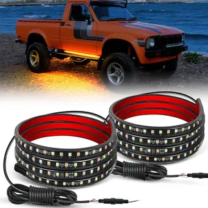 48inch Truck LED Running Board Lights 2 PCS Side Maker Light with White Courtesy & Sequential Amber Turn Signal Lighting Strips Kit for Trucks Pickup SUV