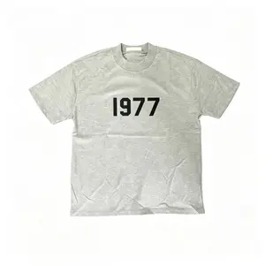Vintage Dark Gray 1977 Year Oversize t-shirt Casual Crewneck Menswear Shortsleeve for Everyday Use Comfortable Fit Versatile for Various Occasions world tshirts 2000s