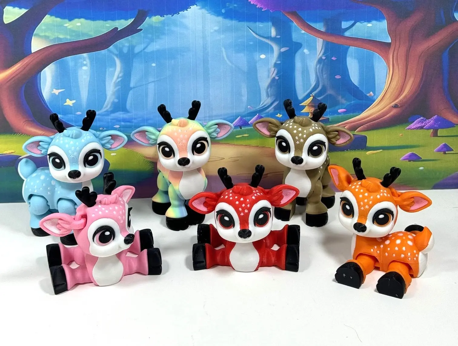 6pcs 3d Printed Christmas Reindeers, Articulated Tiny Animal Baby Reindeers, Fidget Reindeers Toy
