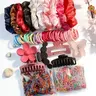 Elastics Hair Accessories Set, Hair Scrunchie & Hair Claws & Hair Ties, Practical Elegant Hair Accessories for Women & Girls, Scrunchies