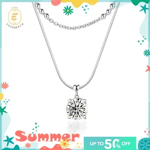 EOM Moissanite 2ct Whispers of Love Copper Pendant Necklace Wedding Engagement Anniversary Gift for Women