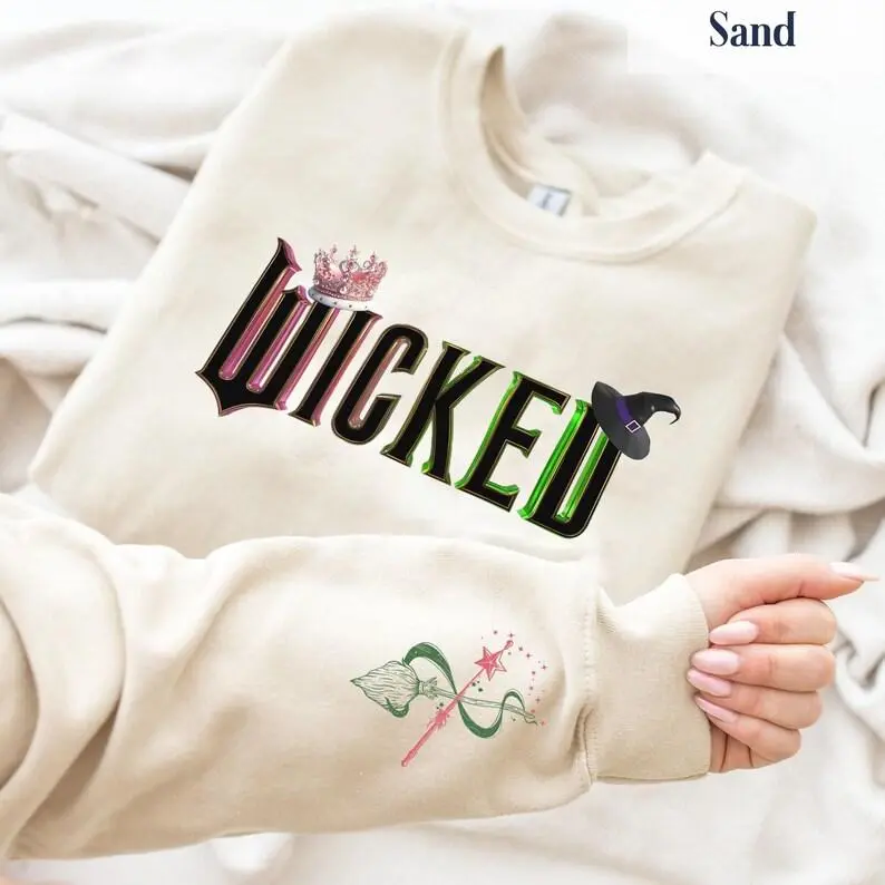 Wicked Glinda Elphaba Sweatshirt Hoodie, Defy Gravity Broomstick Magic Wand, Wizard Movie Shirt Wicked Musical Fan Gift Shirt Land of Oz Ideal Gift