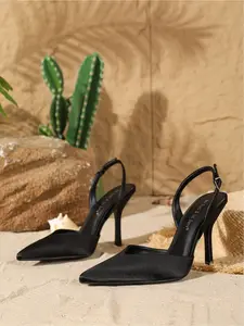 Women's Elegant Satin Slingback Stiletto Heels with Pointed Toe, Stylish High Heels, Versatile Fashion Footwear for Evening Galas, Fashion Shows, Various Occasions and Daily Outfits Shoe