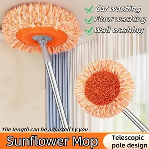 [Holiday Haul]  Sunflower Mop Broom,Retractable Ceiling Mop, Dust Mop, Flexible Rotating Mop, Wall Mop, Wet and Dry Mop, Floor Tile Glass Window Car Cleaning Mop, Cleaning Supplies, Cleaning Tools Household Item
