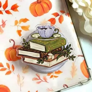 Cozy Book & Tea Magsafe Phone Grip – Magnetic Pop Socket & Kickstand – Book Lover Fall Gift
