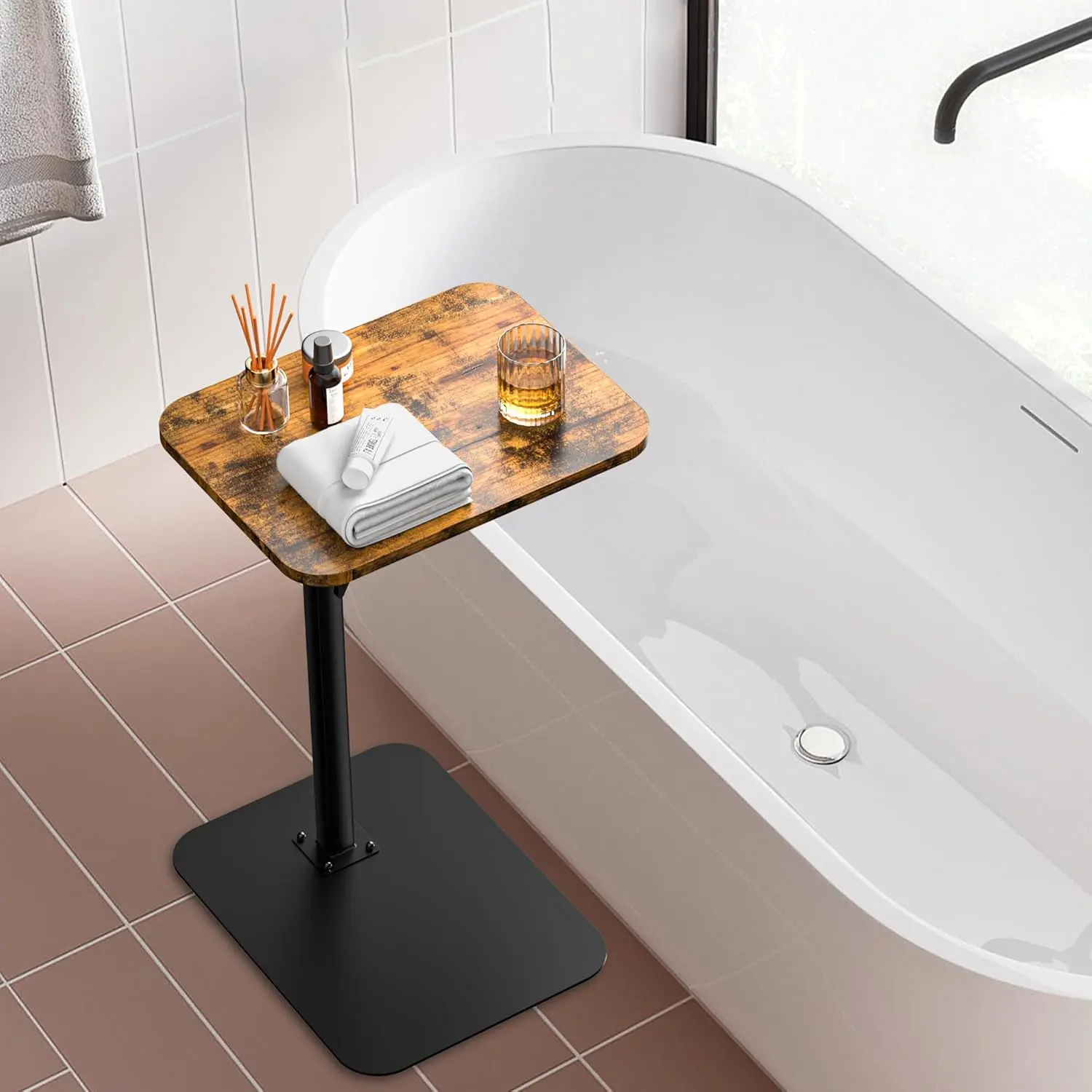 Side table sofa tray, sofa metal base, rotatable/adjustable height, sofa bed, bathroom study TV tray, C-shaped tail table