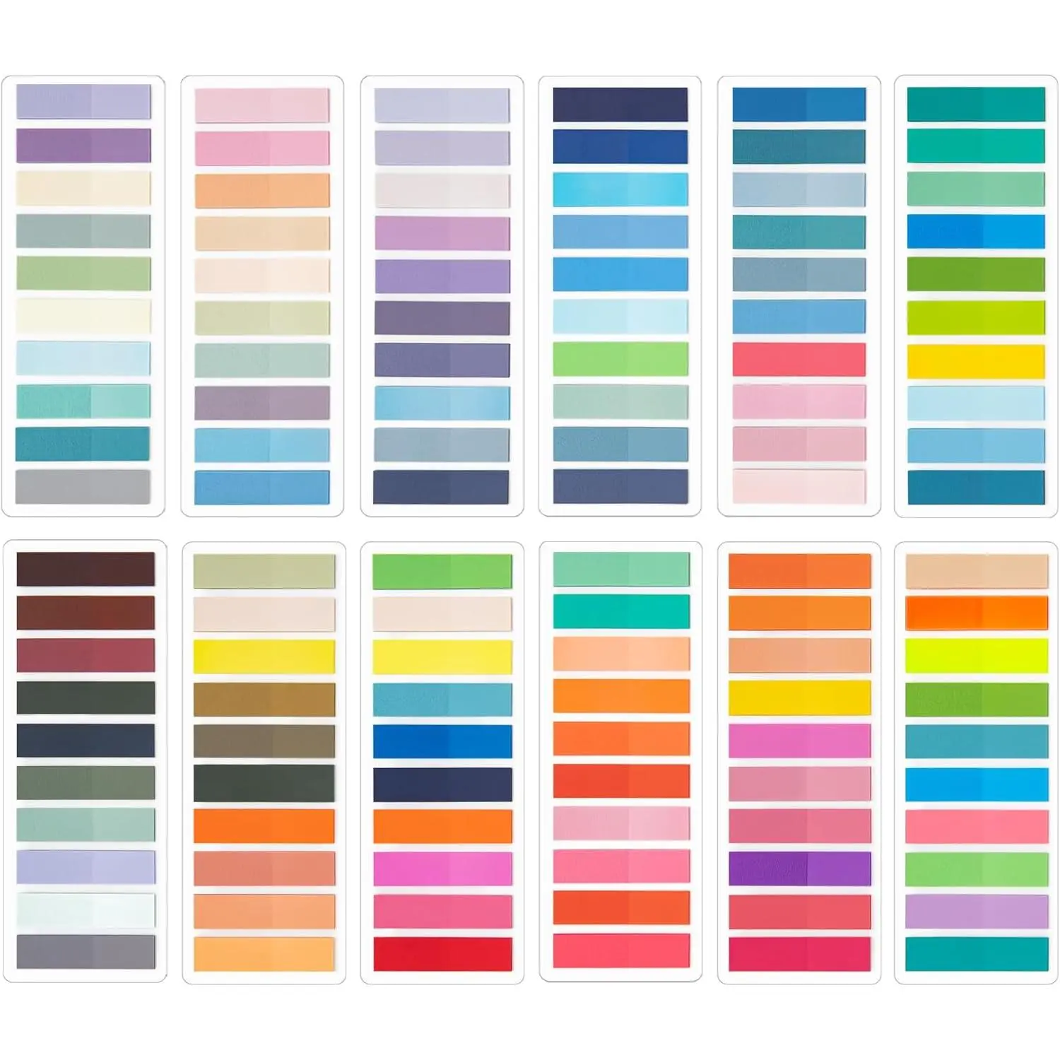 Sticky Tabs 2400 count, Pastel Book Tabs, Adhesive PET Page Tabs, Transparent Annotation Labels, Tabs for Notebooks, Small Markers for School, College, Office (120 Colors)