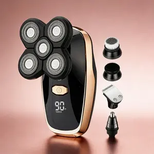 5-Blade Rechargeable Electric Shaver with LED Display, Wet & Dry Smart Grooming Tool for Men and Sensitive Skin