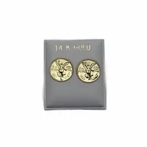 14K Gold Centenario Earrings - Elegant Coin Design, Durable & Luxurious, Perfect for Any Occasion