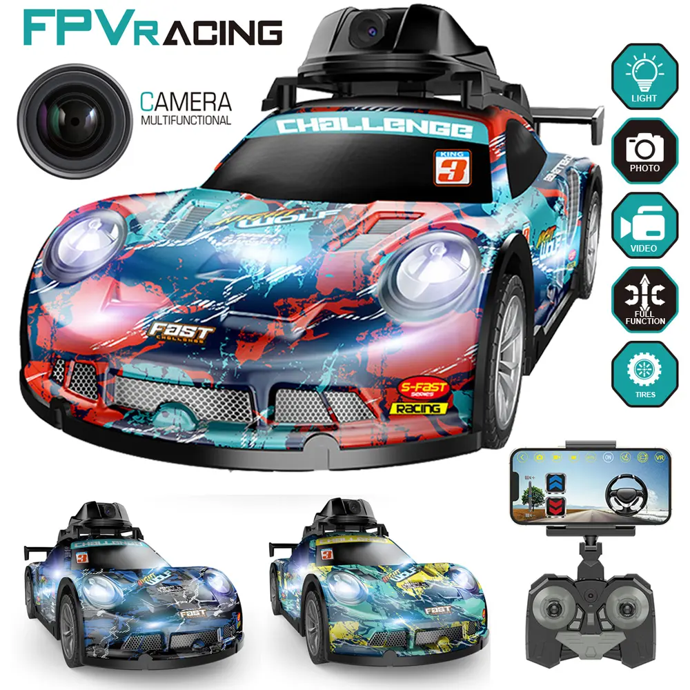 RC Car, Rechargeable Remote Control Car with Mobile App Control, Live Video & Photo Capture, Colorful Graffiti PVC Shell, Lights, High-Speed Racing Toy for Adult Enthusiasts, Convenient Photography Tool, Rechargeable Remote Control Cars