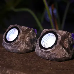 Solar LED Garden & Lawn Light — Outdoor Realistic Resin Stone-Style Courtyard Lamp (Waterproof, White Light Illumination) — Ideal for Parks and Gardens, Backyard Decor, Garden Decor