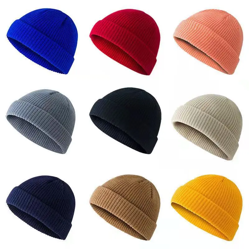 Unisex Short Cuff Fisherman Beanie Hat - Adjustable Stylish Warm Soft Lightweight Solid Color Knit Streetwear Skull Cap for Daily Wear, Adjustable Stylish Hat, Warm Beanie Hat