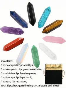 Natural Crystal Point, Hand Selected Crystals, Healing Quartz Crystal Stone Set, Hexagonal Reiki Stone, Home Decoration, Jewelry Accessories for Women & Men