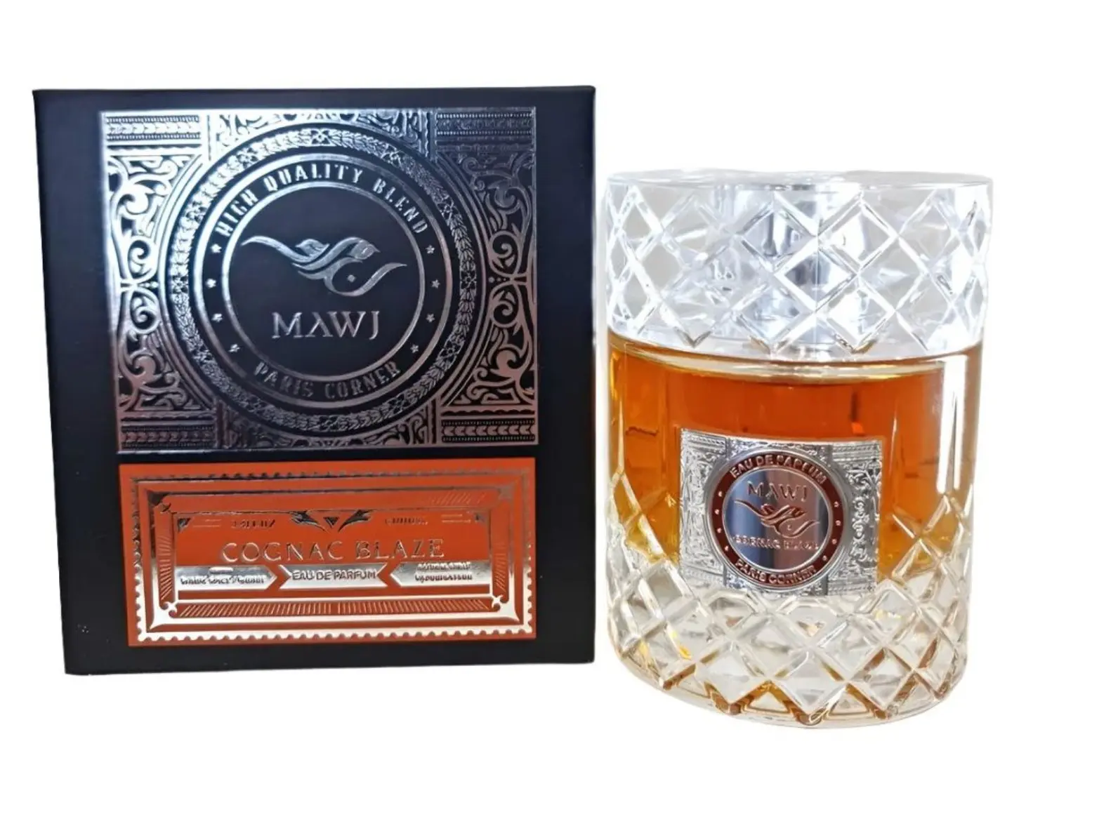 Paris Corner Mawj Cognac Blaze EDP 100ml Perfume - Long-Lasting Luxury Unisex Fragrance with Spicy Musk, Citrus, Fruity, Vanilla, Myrrh Sandalwood Notes - Sandalwood Cologne, Perfumes, Long Lasting Perfumes