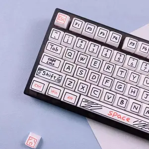 PBT Keycaps 127  Cute Graffiti Keycaps Set, XDA Profile, Dye-Sublimation Key Caps for Cherry Gateron MX Switches Mechanical Keyboard