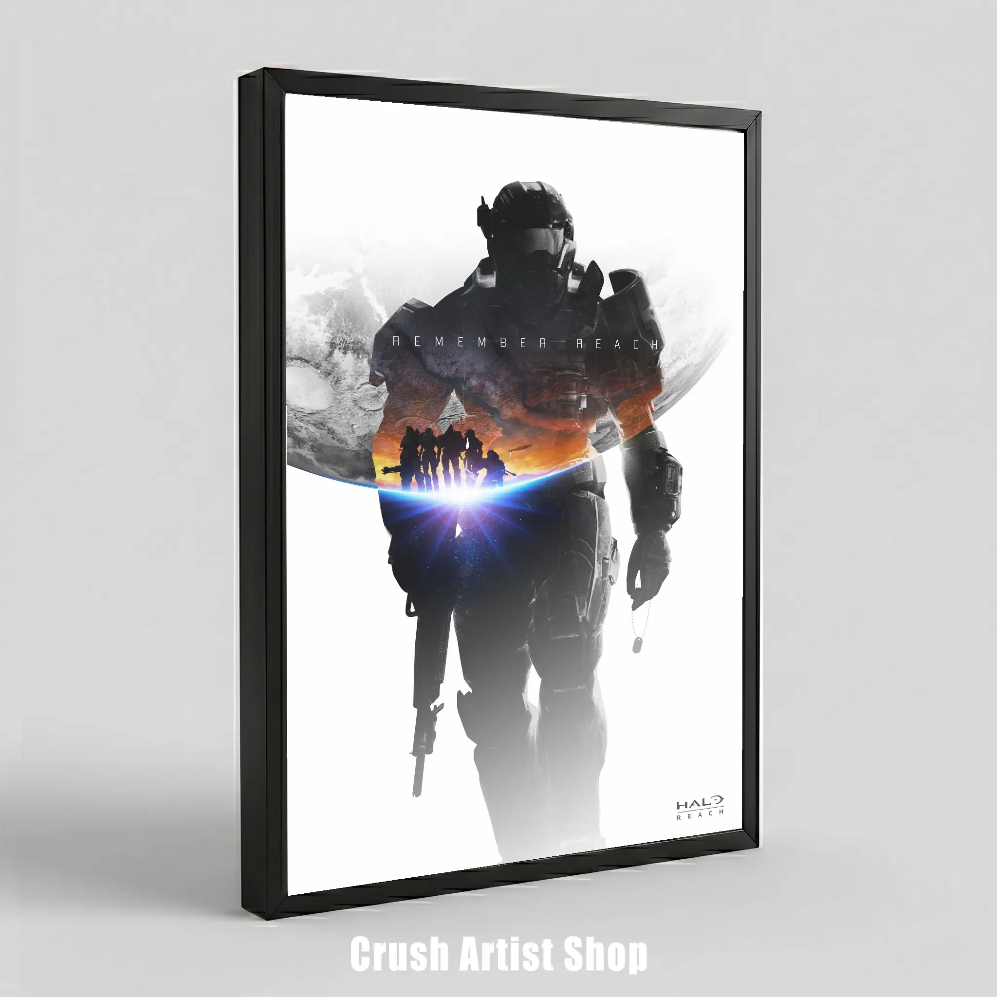 Halo Reach Canvas Poster Gaming Artworks High-Quality Canvas Print Video Game Wall Decor Gamer Gifts Solid Wood Frame Waterproof Design Artistic Elegance All-Scene Versatility