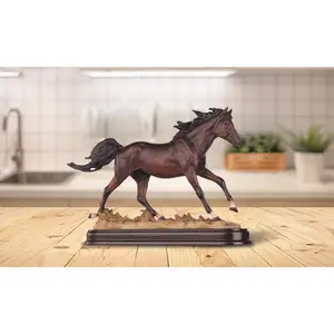 6.25"H Dark Brown Galloping Horse Figurine