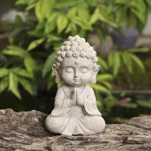 Zen Stone Meditation Buddha Statue, Chinoiserie Style Small Figurine, Desk Tea Table Decor, Garden Landscape Ornament, Holiday Gift