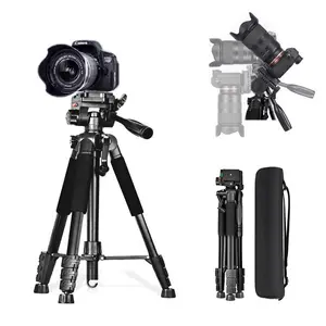 Camera Tripod, Adjustable Tripod Stand, 60 Inch Camera Tripod with Phone Holder & Travel Bag, 1 Count Phone Tripod for Video Recording, Video Blogging, DSLR Camera Stand, Telescope, Laser Level, Sight
