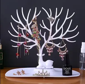 Plastic Jewelry Display Stand, Antler Tree Design, Necklace and Earring Holder for Bedroom, Bathroom, Desktop, Dresser, Home