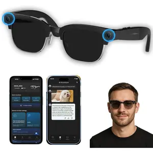 Camera Glasses with Sunglass Lenses,8MP Hands-Free Photo&Video Glasses,AI Object Recognition, Voice Translation,Open-Ear  Audio&Calls,IP65 Half-Frame Design for Outdoor Daily Wear