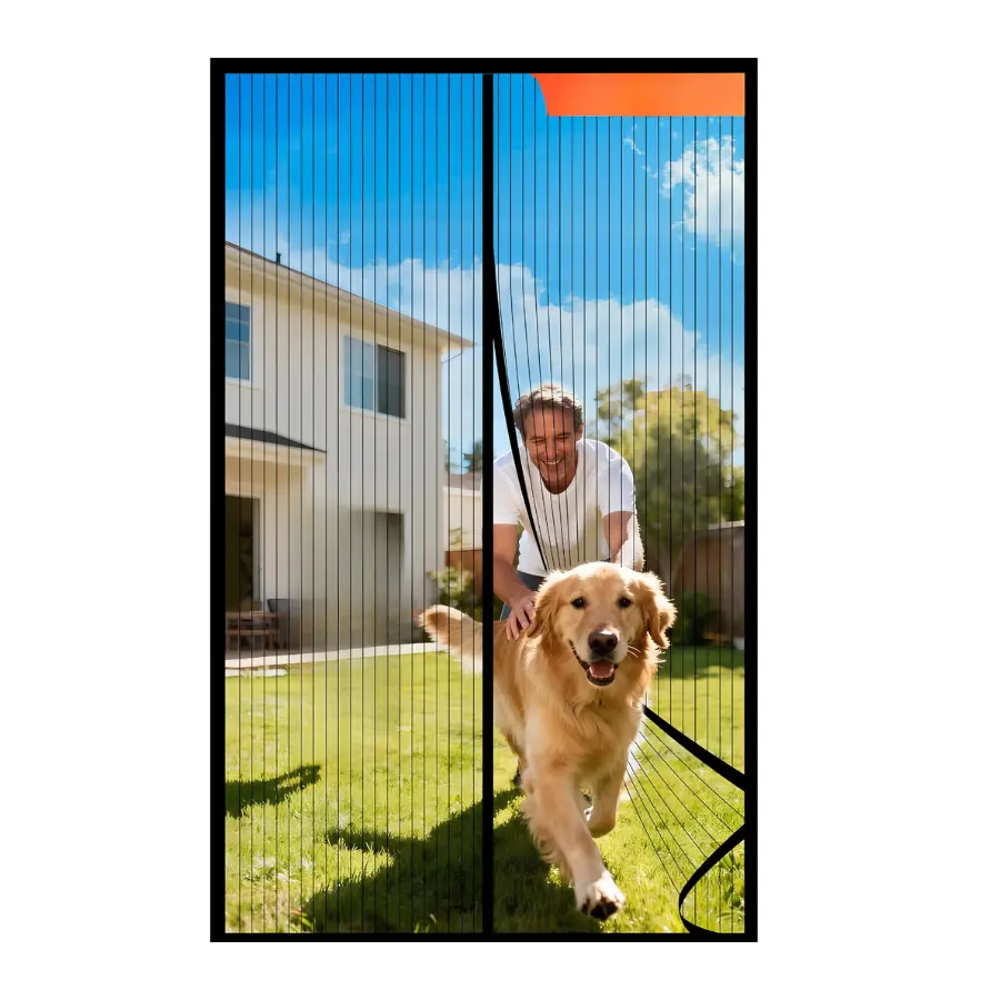 Magnetic Screen Door Mesh Curtain, Hands-Free Closure for Patio, Sliding and Front Doors, Fits 36 x 80 in Door, 38 x 82 in Screen – Black