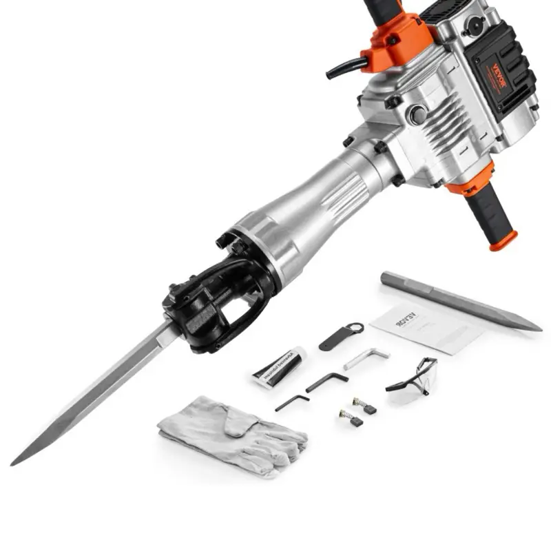 Begot Demolition Jack Hammer, 2100W Electric Jackhammer Heavy Duty Industrial-grade Jack Hammer Concrete Breaker with 1 point Chisel 1 Flat chisel, gloves and goggles
