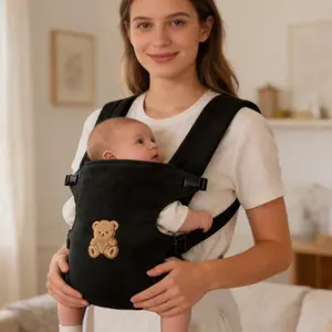 Baby Bear Head Carrier Strap, Soft Skin-Friendly Breathable, Cozy Wrap Carrier, Ergonomic Multi-Functional Baby Travel Gear, Adjustable Straps, 4-In-1 Portable, Newborn Carrier, Hands Free Carrier