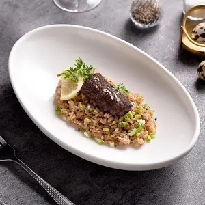 Set of 2 Ceramic Plates, Minimalist Design, Oval Dinnerware, Cold Appetizer Serving Dishes, Kitchen Dining Accessories, Home Cutlery Tableware