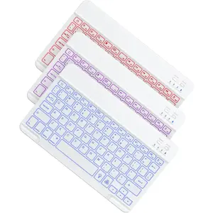 Z-KCS1  Bluetooth Keyboard, Backlight Wireless Rechargeable Keyboard for iPad, iPad Pro, iPad mini, iPad Air with Illuminated LED (White) Tablet
