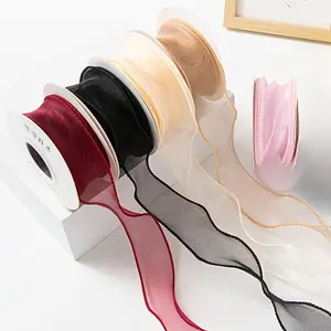 1Roll Clear Gauze Ribbon, Fishtail Yarn Ribbon Decoration DIY Flowers Cake Packaging Materials Bouquet Floral Arrangement - Durable Sheer Organza for Flower Bouquets & Cake Decor - Versatile Craft Tape for Weddings, Valentine’s & Party Embellishments