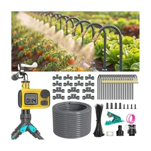 98FT 1/2" Drip Irrigation System Kit with  Water Timer for Garden,Automatic Watering System with 20 count 360? Adjustable Copper Nozzles, Irrigation System for Garden,Yard, Lawn,Greenhouse