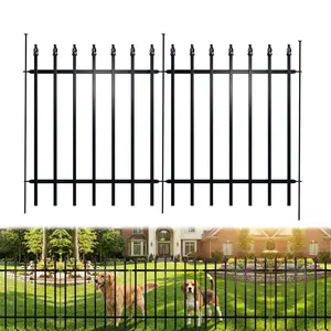 Black Metal Garden Fence — 32" High x 24" Wide (Set of 5 Panels, 10 ft Total Length) — No-Dig Installation, Garden Decor Rustproof Outdoor Barrier, Animal Enclosure Fence; Suitable for Dogs, Patios, Yards, Landscaping, and Flower Bed Borders