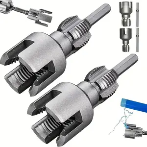 2025 New Pipe Thread Cutting Tool, Integrated Internal & External Pipe Threading Tool, Electric Drill Compatible PVC Pipe Threader Kit, 1/2" (DN15) 3/4" (DN20) Pipe Sizes Rethreading Tool pipe thread