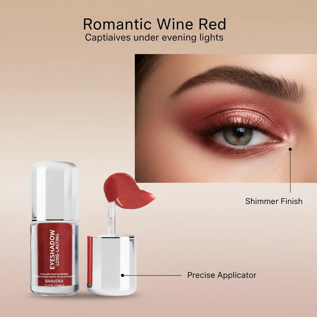 Eyeshadow BARVENA, a buildable, long-lasting, crease-proof liquid eyeshadow glitter shimmer