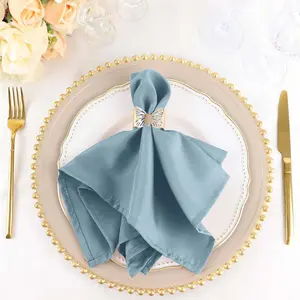 5 Pack Premium Polyester Napkins 17"x17" Dusty Blue - Wrinkle Resistant & Easy Care Cloth Napkins