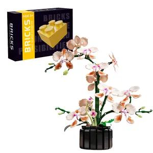 866pcs Champagne Orchid Bouquet Architecture Set, Eternal Flower Plant Series Building Block Set, especially suitable for Valentine's Day, can be used as a decoration