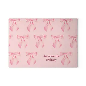 Pink Coquette Aesthetic Bows Glass Cutting Board, Girly Kitchen Gift, Decorative Serving Tray, Housewarming Present for Her, Unique Home