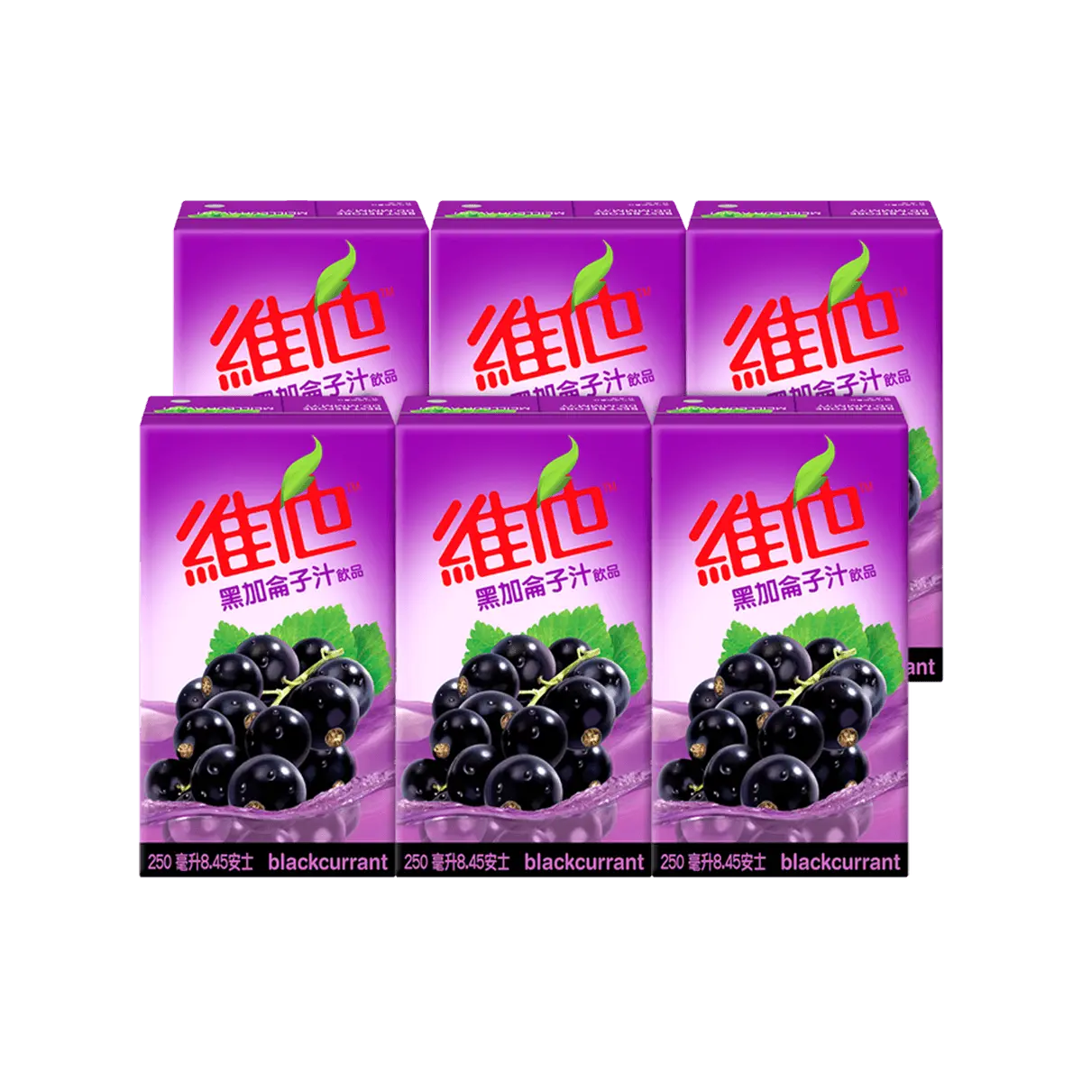 Vitasoy Vita Hong Kong Blackcurrant Grape Juice Drink, 250ml x 6 Cartons - Refreshing Fruit Beverage