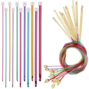 23Pcs Tunisian Crochet Hooks Set 3-10 mm Cable Bamboo Knitting Needle with Bead Carbonized Bamboo Needle Hook 2-8 mm Assorted Color Tunisian Afghan Aluminum Crochet Hooks (Colorful Cable) - Home Improvement.