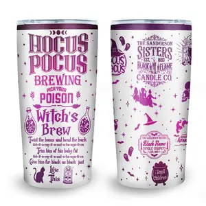 CubeBik Hocus Pocus Brewing Pick Your Poison Witch's Brew Insulated Tumbler Cup With Lid and Straw