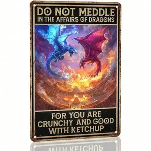 Aluminum Dragon Vintage Retro Wall Art Decor for Home Office Bar Garage Outdoor Signs Signage Aluminum Do Not Meddle In The Affairs Of Dragons