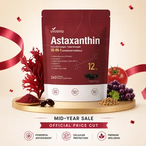 Astaxanthin Capsules | 12mg Astaxanthin + Haematococcus Pluvialis + Grape Seed Extract + Tomato Extract + L-Tyrosine + Vitamin E + Copper Gluconate | Skin Support | Antioxidant Protection | Eye & Metabolism Support |240 Capsules SummerVibes