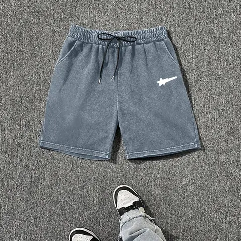 Men's Star Print Loose Washed Mid Waisted, Lightweight Printed Shorts, Casual Comfy Breathable Shorts for Summer, Fashion Men's Bottoms for Daily Wear, Casual Fashionable Shorts, Casual Graphic Shorts, Drawstrings Shorts