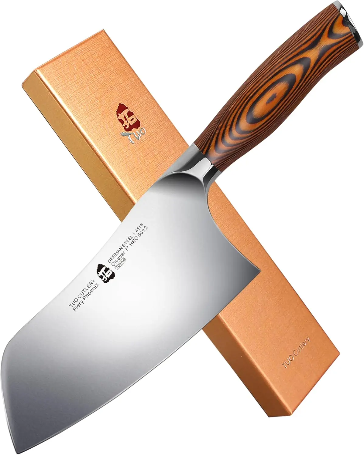 TUO Cleaver Knife, Chinese Chef Knife Stainless Steel 7 inch Vegetable Meat Cleaver with Pakkawood Handle, Heavy Duty Blade for Home Kitchen
