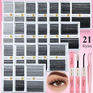 RITALASH 280PCS/168PCS D Curl Individual False Cluster es 21 Styles DIY False Eyelash Extension Mix Length Individual False Cluster es Kit Comfortable False Eyelashes Kit With Lash Bond&Seal Tweezers At Home Volume Individual Lash Mixed Individual Lashes