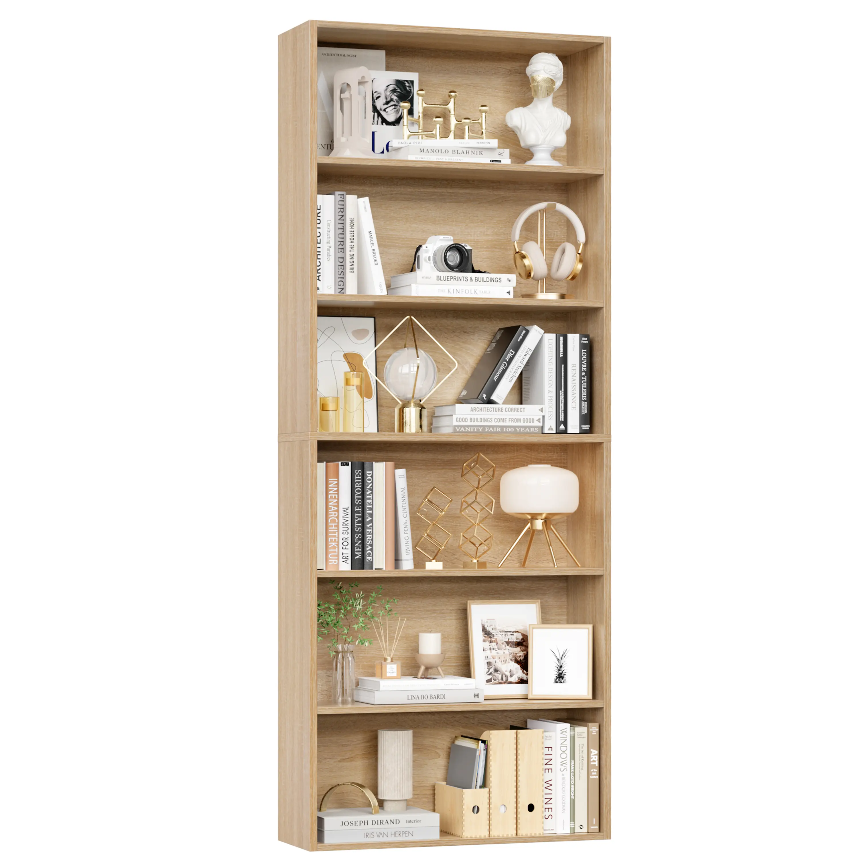 FOTOSOK 6-Tier Open Bookcase and Bookshelf, Freestanding Display Storage Shelves Tall Bookcase for Bedroom, Living Room and Office