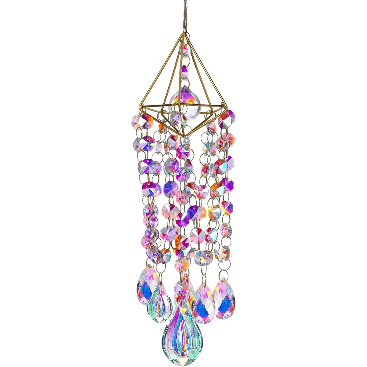 Crystal Suncatcher Window Hanging | Rainbow Maker Wind Chime Style Decor | Indoor & Outdoor Garden Ornament